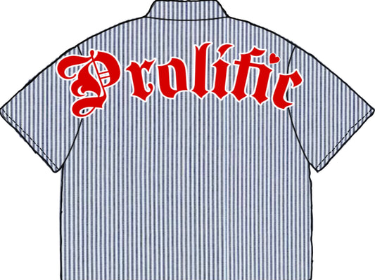 Vertical short sleeve shirt (blue&white)